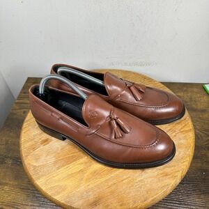 Brooks Brothers Brown Leather Tassel Loafer Shoes Made in Italy Size 8.5